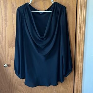 Draped-neck long sleeved blouse
